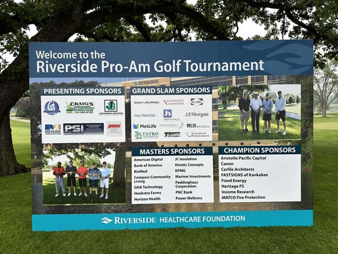 A completion image of the Riverside Pro-Am Golf Tournament sponsor sign work.